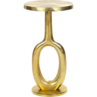 Beliani Beistelltisch gold rund 29 cm Anik-Optik mit Säulenfuß Retro Industriell Einbeinig Wohnzimmer, Ausstattung Möbel Blumenständer - Gold