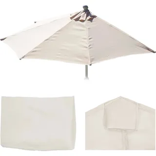 Ersatz-Bezug für Sonnenschirm halbrund Parla, Sonnenschirmbezug Ersatzbezug, 270cm Stoff/Textil UV 50+ 3kg creme - Beige