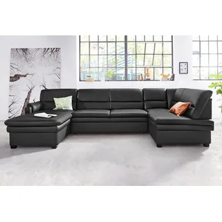 sit&more Wohnlandschaft »Pisa U-Form« mit Federkern, wahlweise mit Bettfunktion, schwarz