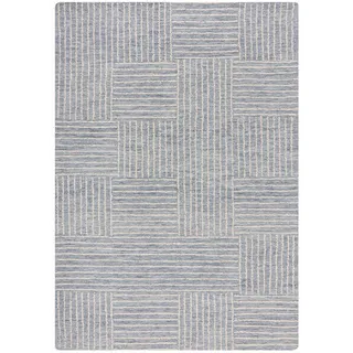 Wollteppich , Blau , Textil , Abstraktes , rechteckig , 80x150 cm , Reach, AZO-frei, Handmade in India , für Fußbodenheizung geeignet , Teppiche und Böden, Teppiche, Schafwollteppiche