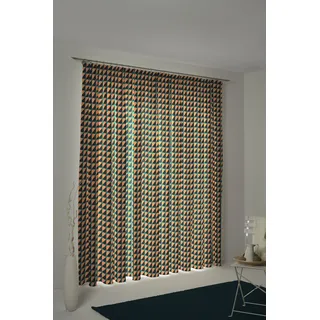 Vorhang ADAM "Circles" Gr. 1, bunt (orange, dunkelblau, türkis), B:145cm H:145cm, Jacquard, Baumwolle (Bio-Baumwolle), Gardinen, Vorhang, aus 100% Bio-Baumwolle