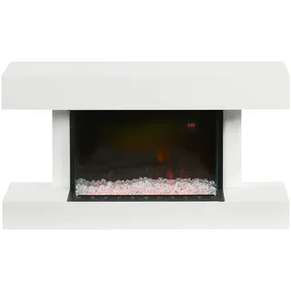 Homcom Elektrokamin 2000 W Wandkamin mit 3D-Flammeneffekt Kristalle 3 Helligkeitsstufen , Metall , 27x54.5x98 cm , Elektrogeräte, Heizgeräte, Elektrokamine