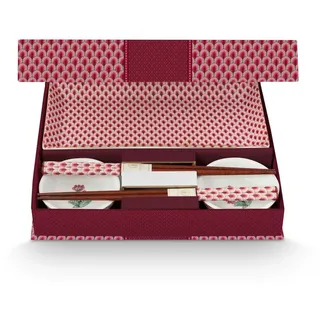 Pip Studio Flower Festival Oriental Geschenkset rund dark pink 6tlg