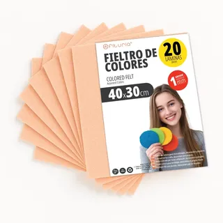 OFITURIA Bastelfilz für DIY-Projekte, Bunte Filzstoffe für Patchwork, Nähen, Schule, Kunst und Dekoration 40x30cm (Pfirsich, 20 Stk)