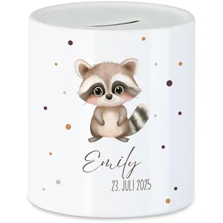 Spardose Kinder mit Namen Personalisiert, Tiermotiv Elefant Geschenk für Mädchen & Junge Geburtstag, Weihnachten, Geburt und Taufe - Sparschwein Geldgeschenk und Wunscherfüller