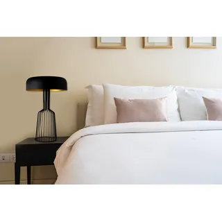 Opviq, Moderne Tischlampe (Schwarz & Gold), Ø 36 cm, Höhe 57 cm | Robuster Eisenkörper, E27 Fassung, Max 40 W, 200 cm Kabel | Stilvolles, industrielles Design für jedes Zuhause. - Schwarz, Gold