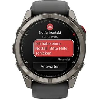 Garmin Fenix 8 Pro BT 51 mm Kunststoffgehäuse schwarz Silikonarmband grau M