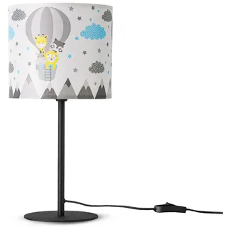 Paco Home Tischleuchte »Cosmo 343«, 1 flammig, Leuchtmittel E14   ohne Leuchtmittel, Lampe Kinderzimmer Ø...18cm Heißluftballon Wolken Tiere Höhe 36,5cm E14, schwarz