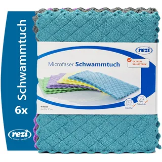 REZI 6X Microfaser Schwammtuch Lappen Küche I Putzlappen/Reinigungstücher/Spültücher 60 Grad waschbar I Küchentücher/Abwaschlappen aus Mikrofaser/Microfiber