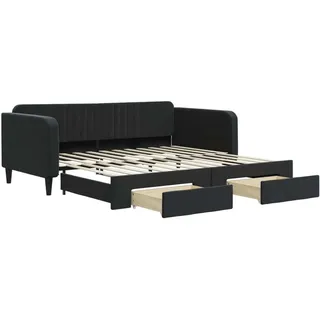 vidaXL Tagesbett Ausziehbar mit Schubladen Schwarz 100x200 cm Samt - Schwarz