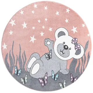 Carpet City Kinderteppich »ANIME916« rund 11 mm Höhe Kinderzimmer Teppich Modern mit lustigen Cartoon-Figuren, Multi, rosa