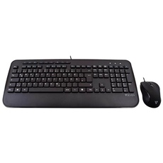 V7 CKU300DE - keyboard and mouse set - German - black - Tastatur & Maus Set - Deutsch - Schwarz
