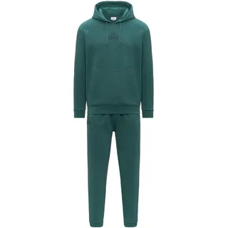 Kappa Herren-Trainingsanzug in regulärer Passform, aus angerautem Sweatshirt mit Kapuze, Fronttasche, Omini Logo und Schriftzug Kappa auf der Brust und Hose, Farbe Grüner Jasper, Größe S