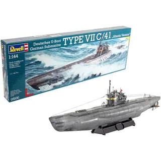 Revell RV05100 Modellbausatz Schiff 1:144 - Deutsches U-Boot Type VII C/41 Atlantic Version im Maßstab 1:144, Level 4, originalgetreue Nachbildung mit vielen Details, 05100