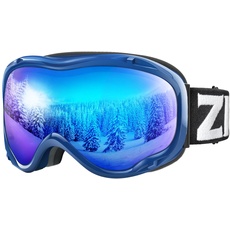 ZIONOR Skibrille für Herren Damen Jugend, Lagopus Snowboard Brille Verspiegelt OTG UV-Schutz Anti-Nebel Schneebrille für Snowboarden Skifahren Skaten