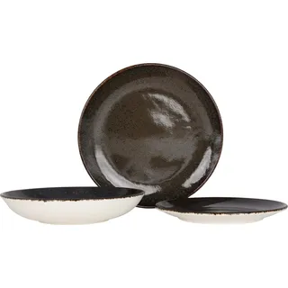 Bonna Geschirrset - Ore Tierra - 18 teilig - 6 Personen - Porzellan - Braun