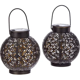 Gadgy Orientalische Solarlampen - 2er Set Wasserdichte Hängende Marokkanische Laternen für Garten, Balkon & Außendekoration, Wetterfeste Außenleuchten