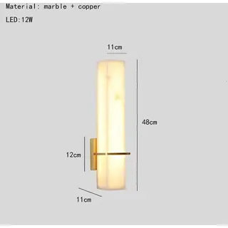 Kubische Marmor-Wandleuchte, energiesparend, stilvolle Kupferoberfläche, 48 cm
