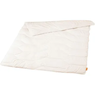 sleepling Schurwolle Sommerdecke Bezug 100% Baumwolle leichte Bettdecke 155 x 220 cm, weiß