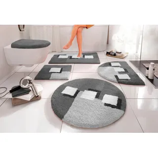 my home Badematte »Ada, Badvorleger, Badezimmer Teppich« Höhe 21 mm rutschhemmend beschichtet fußbodenheizungsgeeignet   schnell trocknend   strapazierfähig Badteppich, Badematten auch als 3 teiliges Set erhältlich, grau