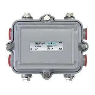 Axing BAB201-16 Abzweiger, 1-fach, 16 dB, 5-1006 MHz, 5/8 Zoll-Anschlüsse, IP55, Richtkoppler BAB20116 BAB 201-16