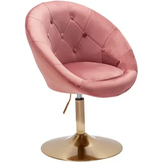 Wohnling Cocktailsessel WL6.300 Samt 67 x 100 x 62 cm Rosa drehbar mit Kissen