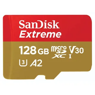 SanDisk Speicherkarte "microSDXC Extreme« 128 GB Video Speed Class 30 (V30)/UHS Speed Class 3 (U3) ), rot