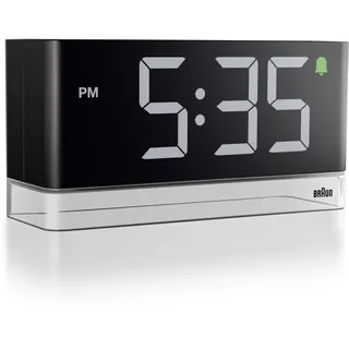 Braun BC27B Wecker Digital | Digitaler Wecker mit Licht | LED-Display | Ansteigender Weckton | Touch-Schlummer | Helligkeitsautomatik | 12/24h | Tischuhr | Wecker Laut für Tiefschläfer | 18x9cm