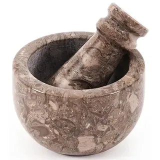 Mörser-und-Stößel-Set aus Marmor (7,6 cm) – Handgefertigte Knoblauchpresse & Kräutermühle; kleiner Steinmörser für die Küche, Gewürzmühle, Mahlschale aus natürlichem Marmor (Oceanic)