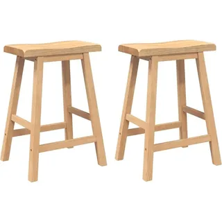 vidaXL Barhocker 2 Stk. Natur Massivholz Gummibaum - Braun