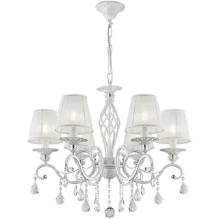 Maytoni Kronleuchter Weiß, Metall, Glas, Textil, 63x56x63 cm, Ce höhenverstellbar, beliebig kürzbar, gleichmäßige Lichtverteilung, Lampen & Leuchten, Innenbeleuchtung, Hängelampen