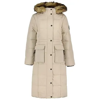 Superdry Damen. Langer Steppmantel Everest beige (M), Lässig, Polyester