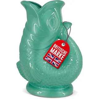Bubble Jug Wasserkaraffe Keramikkrug in Fischform - 1,5 L, Salbeigrün - Fisch Karaffe mit Gluckergeräusche für lustiges ausgießen von Wasser, Wein & mehr - Bubble Jug Karaffe Fisch - Fischkrug