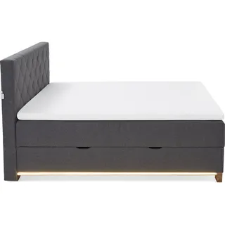 Meise Möbel meise.möbel Boxspringbett Messina 180 x 200 cm Stoff Grau Anthrazit
