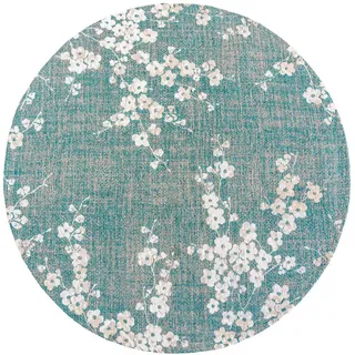 Louis De Poortere Teppich Lake Blue Sakura 140/140 cm , Blau , Textil , Holz Optik , Rund , 140x140 cm , Oeko-Tex® Standard 100 , antistatisch, pflegeleicht, rutschfeste Unterfläche, für Fußbodenheizung geeignet, UV-beständig, waschbar , Teppiche und Böden, Teppiche
