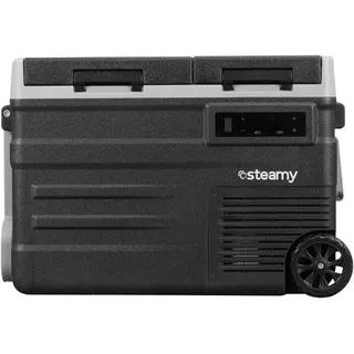Steamy-E Dual Zone 45 Roller, Elektrische Kompressor-Kühlbox mit Rollen, 41 Liter, 12V/230V, zum Kühlen und Gefrieren, Für Camping