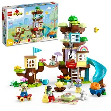 LEGO DUPLO 3-in-1 Baumhaus Spielzeug für Kleinkinder ab 3 Jahren, Mädchen und Jungen mit 4 Figuren, Tieren, Konstruktionsspielzeug mit Bausteinen und einer Rutsche, Lernspielzeug 10993