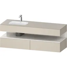 Duravit Qatego Einbauwaschtisch mit Konsolenwaschtischunterbau, 1600x550x600mm, Nische Weiß Hochglanz, Becken links, QA4795022, Farbe: Taupe Supermatt/mit Nischenbeleuchtung