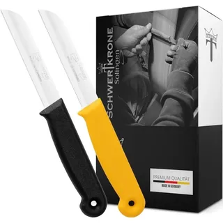 Schwertkrone® Schälmesser Tomatenmesser Wellenschliff [MADE IN SOLINGEN - GERMANY] - Gemüsemesser Obstmesser - Küchenmesser klein scharf Schneidemesser Sägemesser - Allzweckmesser (Klinge: 8,5cm)
