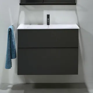 burgbad Fiumo Mineralguss-Waschtisch mit Unterschrank 82 cm, mit Griff G0200