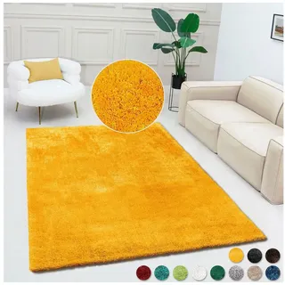 Bruno Banani Teppich »Dana Teppich, besonders weich und kuschelig, Kundenliebling« rechteckig 30 mm Höhe uni, Mikrofaser Teppiche, Wohnzimmer, Schlafzimmer, Esszimmer, gelb