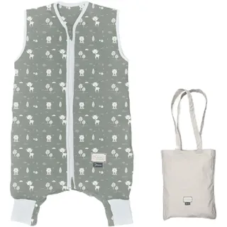 MOOVO by Nuvita 90200 | Schlafsack mit Fuß und faltbaren Socken, Bio-Baumwolle, OEKO TEX zertifiziert, TOG 2.5 | Größe: 4 Jahre | Sage Green