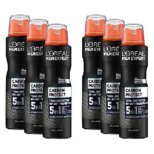 6x L&#8217;Oréal Men Expert Carbon Protect 5in1 Deodorant Spray 150ml um 10,89 € statt 18,99 €