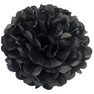 JZK 10 x Pompoms Pompons, 25cm Durchmesser, Seidenpapier blume Dekoration für Wohnzimmer Hochzeit Geburtstag Babyparty Kinder Party Weihnachten Silvester, schwarz