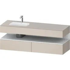 Duravit Qatego Einbauwaschtisch mit Konsolenwaschtischunterbau, 1600x550x600mm, Nische Weiß Matt, Becken links, QA4795018, Farbe: Taupe Matt/mit Nischenbeleuchtung