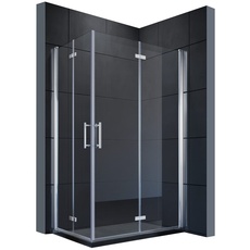 SONNI Eckeinstieg Duschkabine 80x100 cm Dusche Falttür 180o Duschwand Duschabtrennung NANO Glas