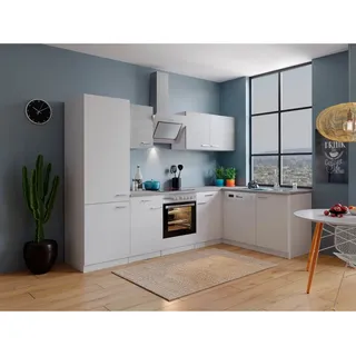 Winkelküche Hamm 280 x 172 cm L-Form E-Geräte mit Einbaukühl-/Gefrierkombination weiß/beton