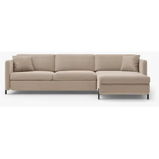 Micadoni Ecksofa ausklappbar rechts Gloria aus Samt beige 4 Sitzplätze , Beige , Textil , L-Form , 260x170 cm , Hergestellt in Europa , Wohnzimmer, Sofas & Couches, Wohnlandschaften, Ecksofas