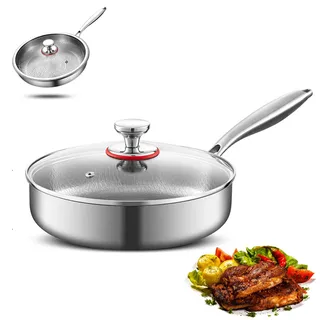 BAKENLON Titan Bratpfanne Ø 28 cm, Titan Pfanne Unbeschichtet, Kratzfeste Antihaftpfanne, Gehämmerte bratpfanne, Premium Bratpfanne für Induktion, Backofenfest & Spülmaschinenfest