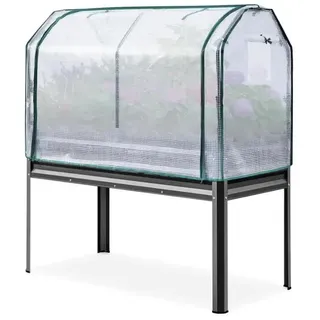 Hochbeet - Erhöhtes Gartenbeet aus Metall - Mit Mini-PE-Gewächshaus - Wasserdichte Abdeckung - Für Garten und Balkon - 120×60×140 cm - Schwarz